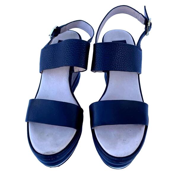 Women's Louise et Cie Rhory Wedge Slingback Leather Strap Platform Sandals 8.5M - Picture 1 of 10